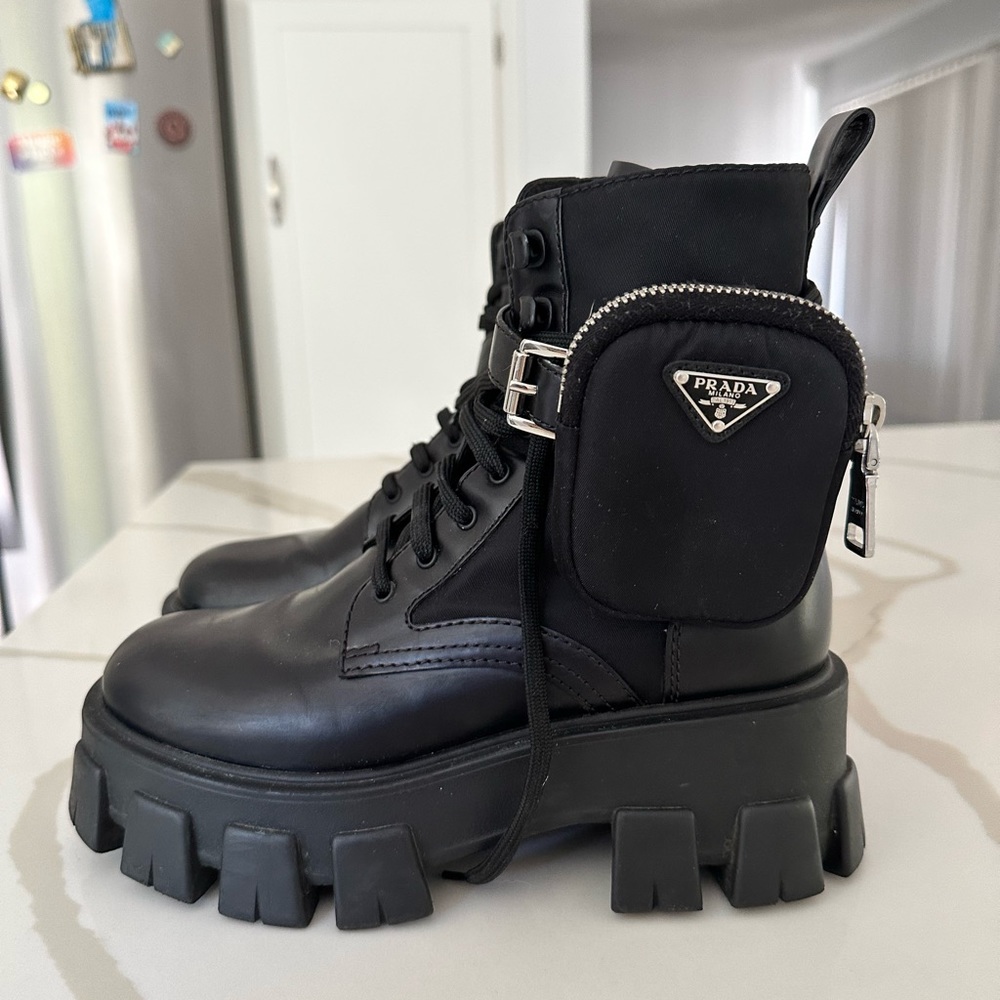 Monolith leather and nylon fabric boots size 36